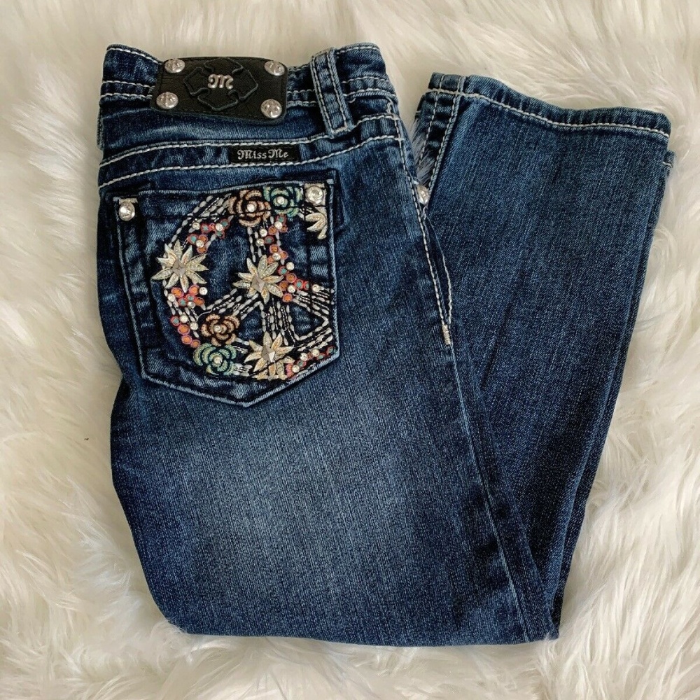 Childrens Miss Me Cuffed Capri Denim Dark Wash